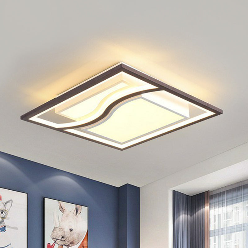 Geometric Living Room LED Flush Mount Acrylic Modern Flushmount Ceiling Light in Coffee