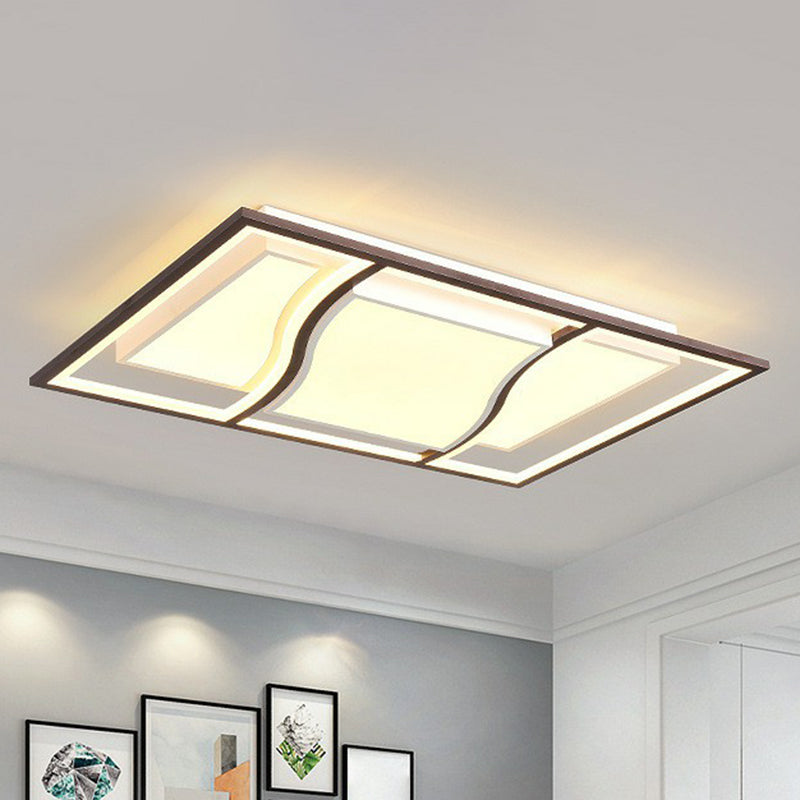 Geometric Living Room LED Flush Mount Acrylic Modern Flushmount Ceiling Light in Coffee