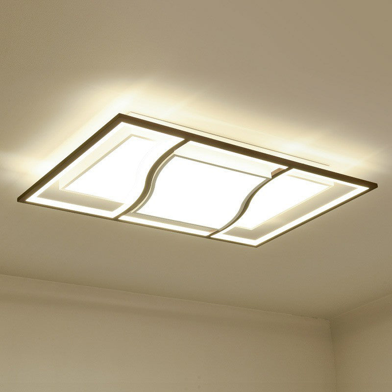 Geometric Living Room LED Flush Mount Acrylic Modern Flushmount Ceiling Light in Coffee