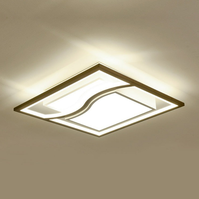 Geometric Living Room LED Flush Mount Acrylic Modern Flushmount Ceiling Light in Coffee