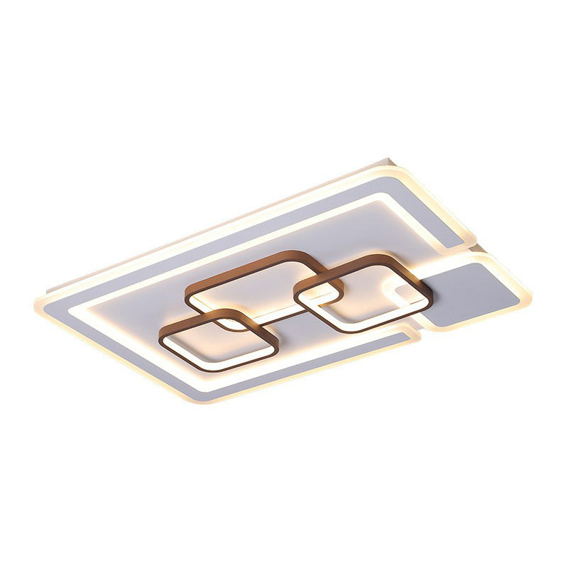 Nordic Geometrical LED Flush Mount Acrylic Living Room Flushmount Ceiling Light in Coffee
