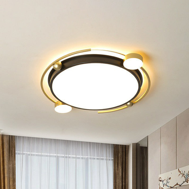 Geometrisch flush plafond licht hedendaagse metalen slaapkamer LED flush mount verlichtingsarmatuur in goud-zwart