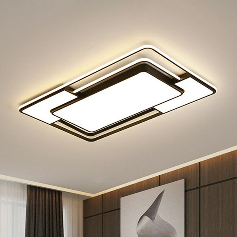 Empalme LED integrado Sala de estar de aluminio moderna con lámpara de techo incorporada, negro