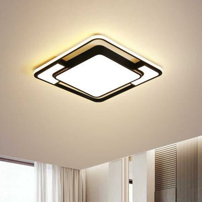 Empalme LED integrado Sala de estar de aluminio moderna con lámpara de techo incorporada, negro