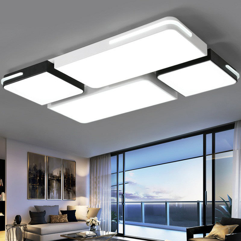 Acrylic Splicing Flush Ceiling Light Contemporary Black and White LED Flush Mount Lighting Fixture