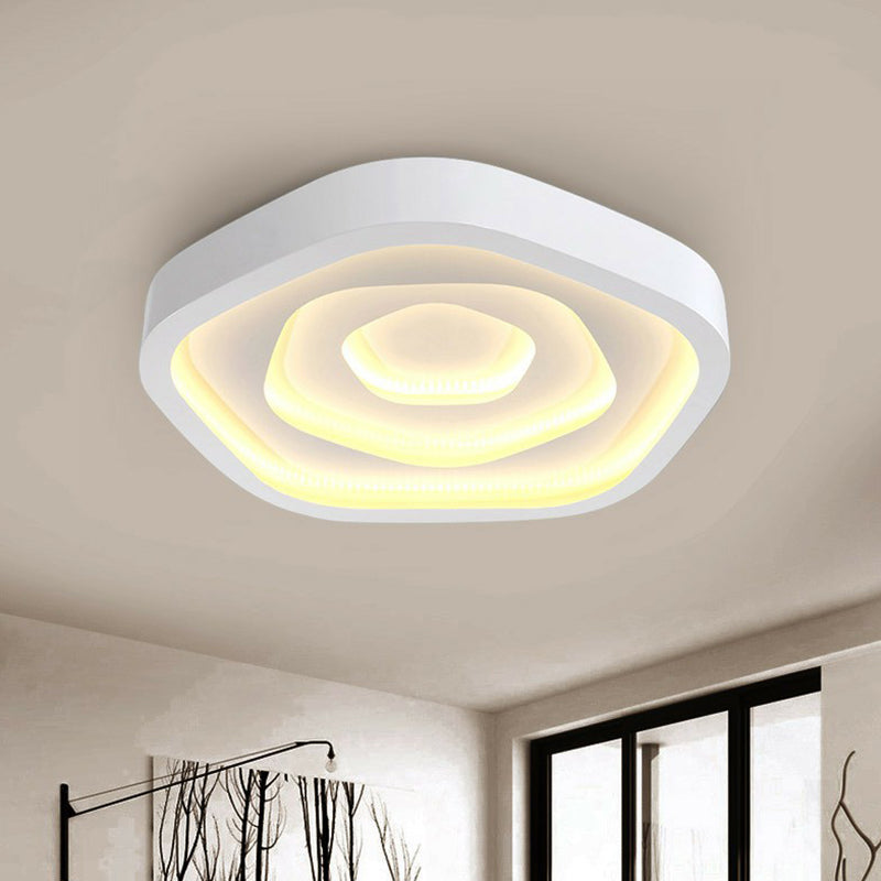Pentagonal LED Flush Mount Modern Acrylic White Flushmount Ceiling Light for Living Room
