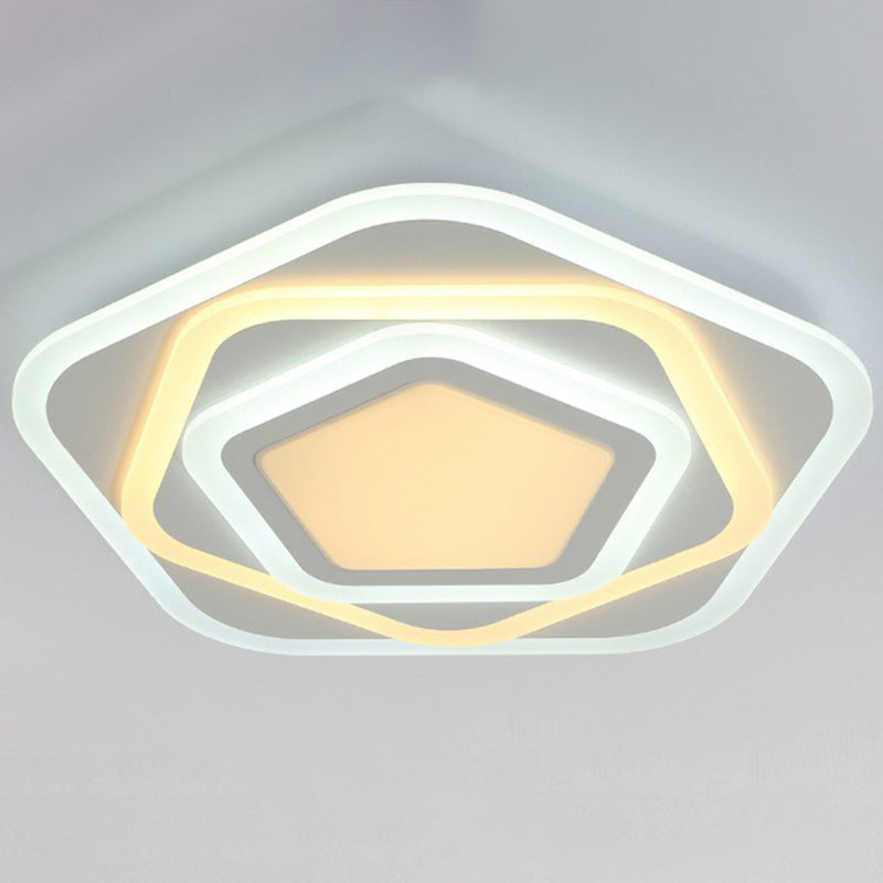 Acrylic Pentagonal Ultra-Thin Flush Mount Lighting Minimalist White LED Flush Mount Fixture