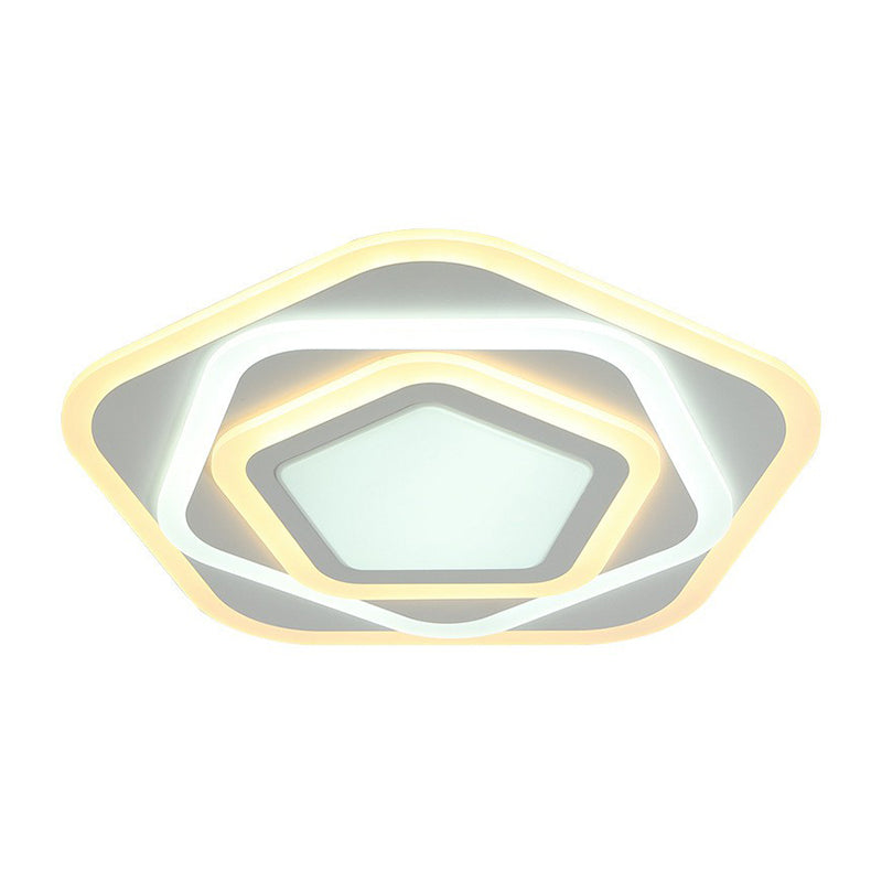 Acrylic Pentagonal Ultra-Thin Flush Mount Lighting Minimalist White LED Flush Mount Fixture