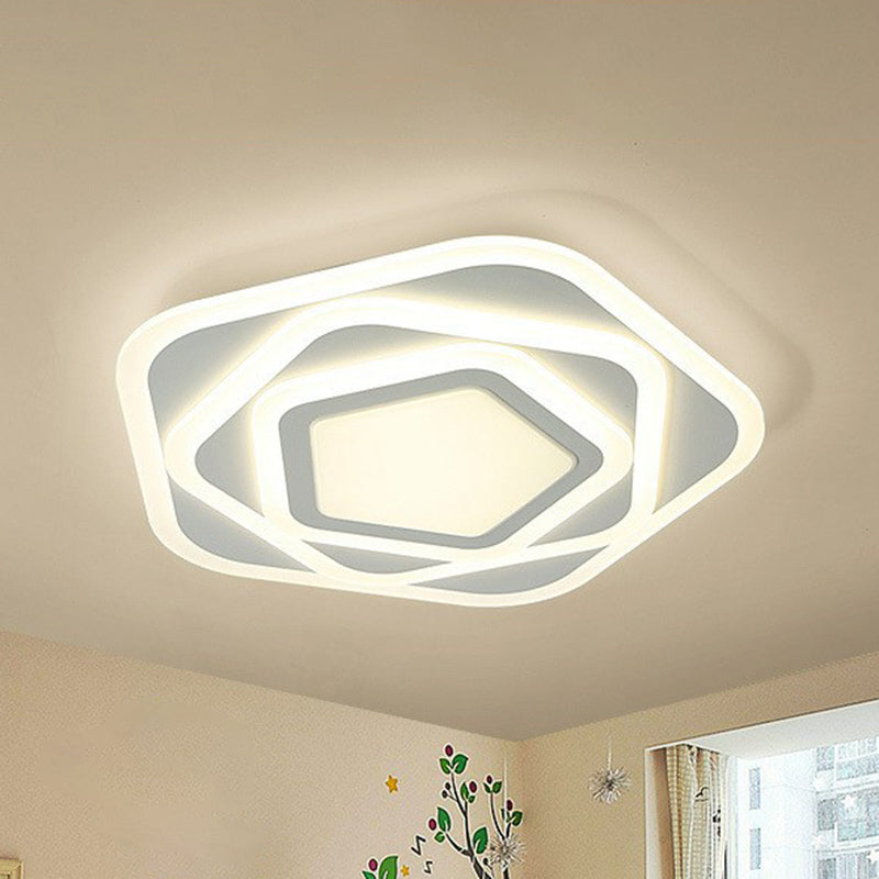Acrylic Pentagonal Ultra-Thin Flush Mount Lighting Minimalist White LED Flush Mount Fixture