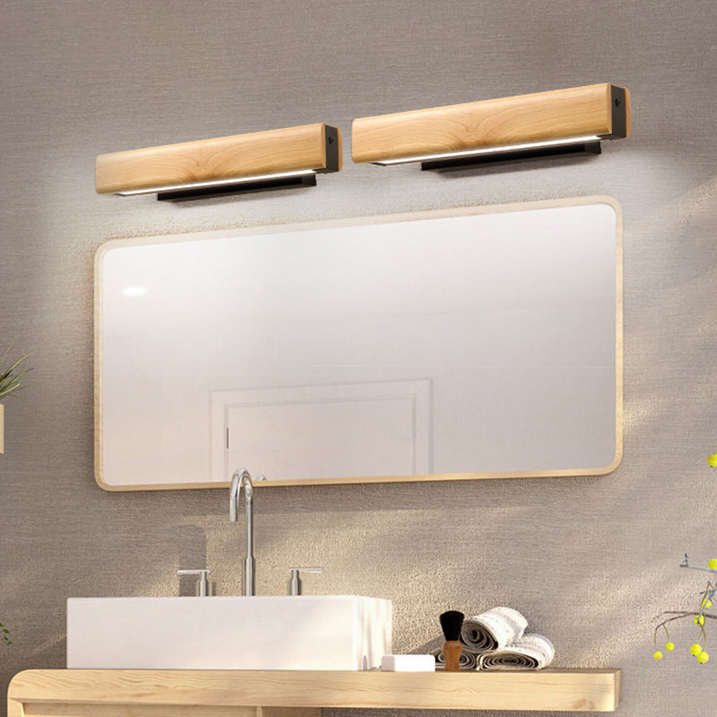 Rectangular Bathroom LED Sconce Lighting Wood Modern Vanity Light Fixture for Bathroom
