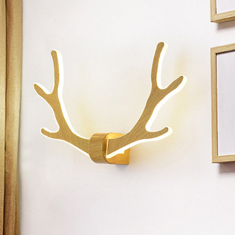 Wooden Antler Wall Sconce Lamp Nordic Style LED Wall Lighting Fixture for Corridor