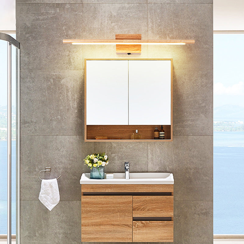 Vanité de salle de bain en forme de bâton LED Vanité Wood Aménagement d'éclairage mural nordique en beige