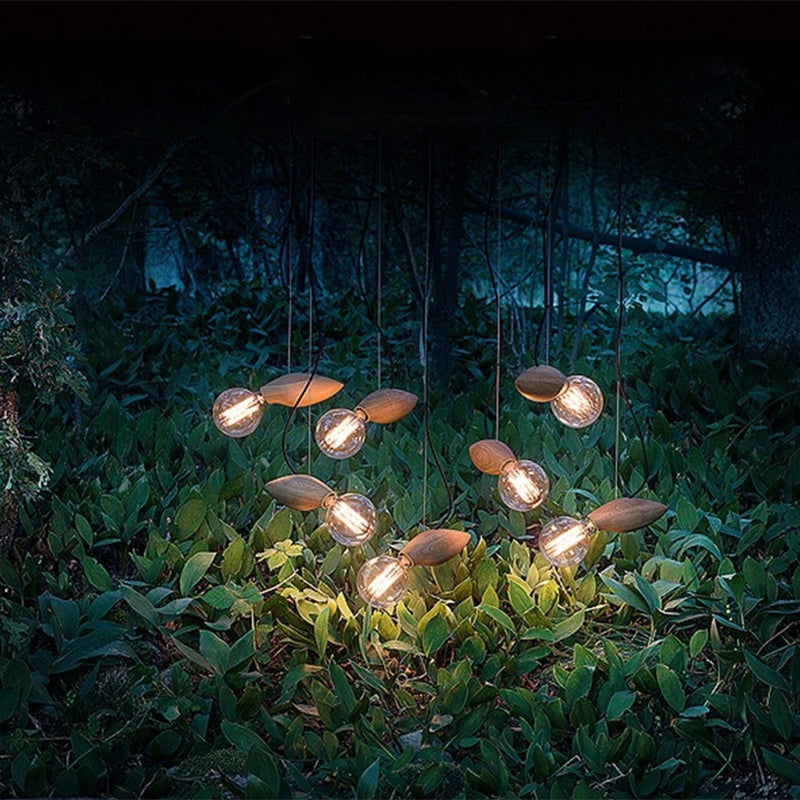 Bee Shaped Restaurant Ceiling Light Wood Single Nordic Style Hanging Pendant Light