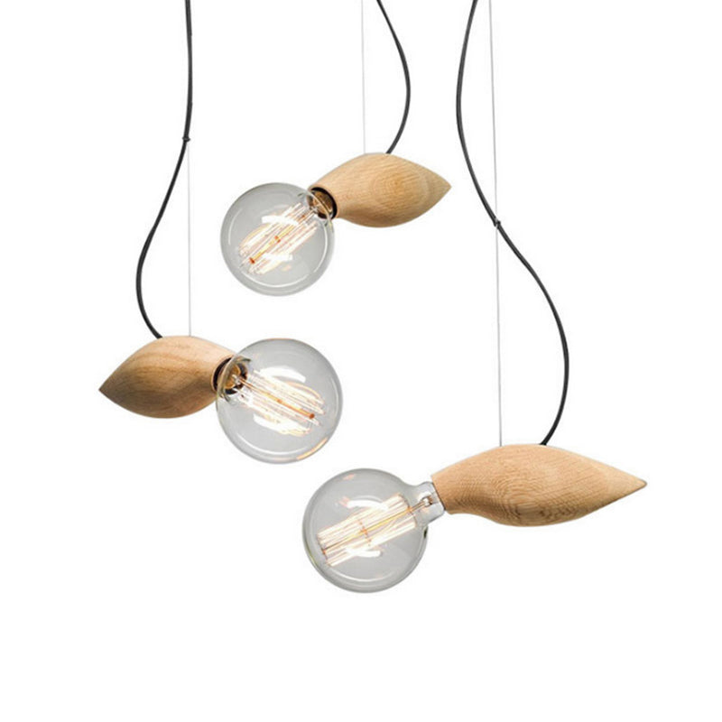 Bee Shaped Restaurant Ceiling Light Wood Single Nordic Style Hanging Pendant Light