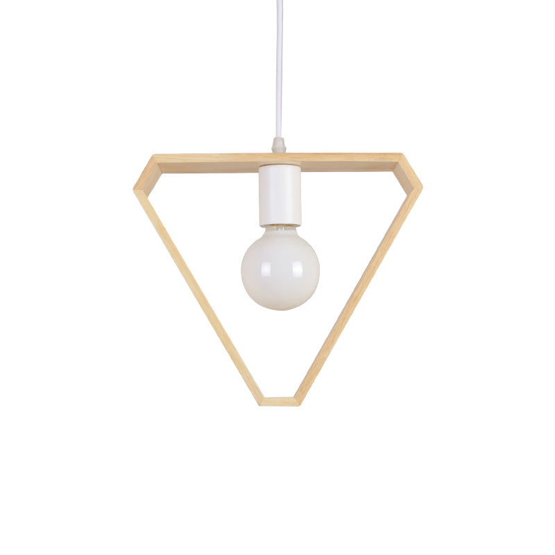 Hedendaags geometrisch frame hanglampje licht hout met één bulb suspensie verlichtingsarmatuur
