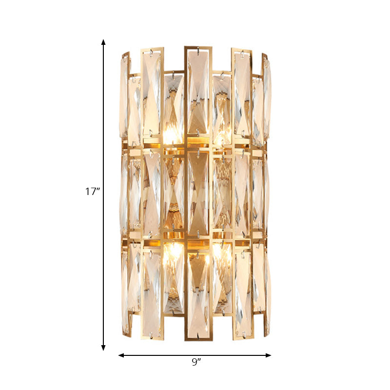 Duidelijke kristalblokwand SCONCE Modernistische stijl 4 Lichten Gold Finish Wand Mount Licht voor gang, 11 "/17" breed