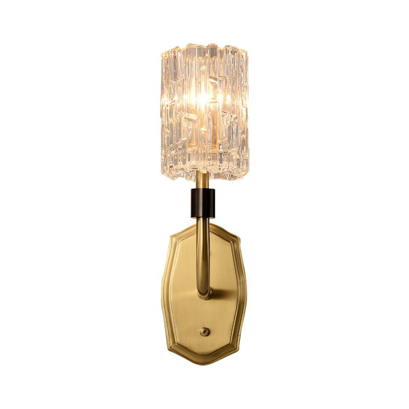 Luce da parete da parete a parete da 1/2 luci a parete Modern Modern Brass Sconce Light con briciolo in vetro trasparente