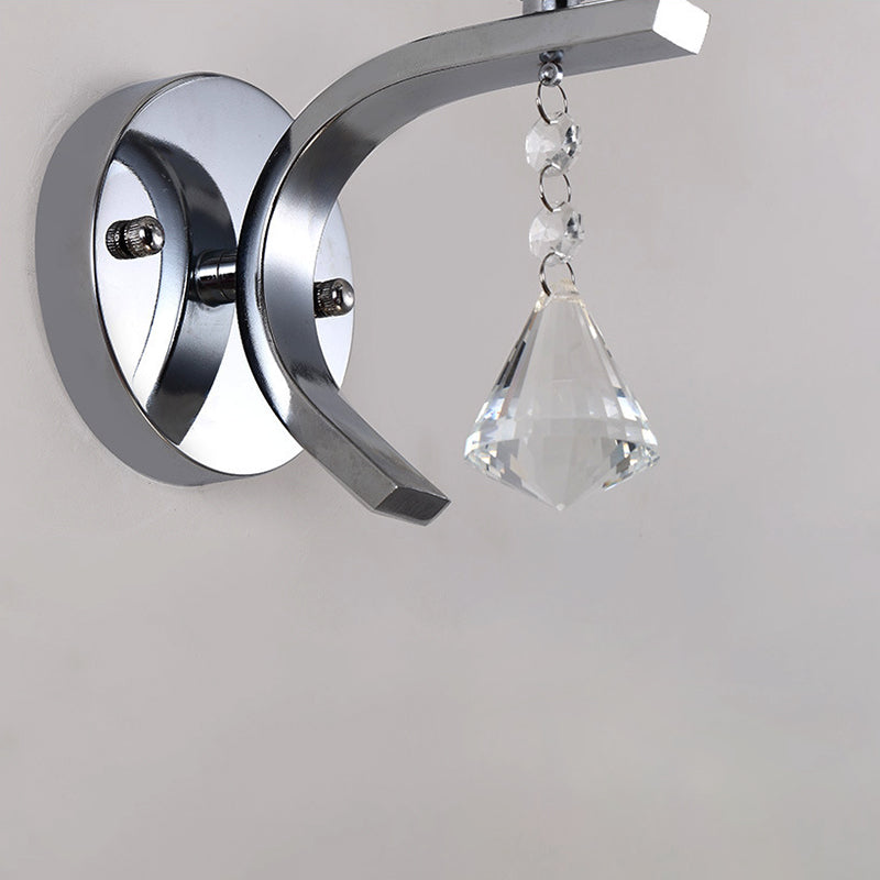 Lampada della parete a campana in vetro glassata Stile modernismo 1 illuminazione sconce cromata leggera per camera da letto