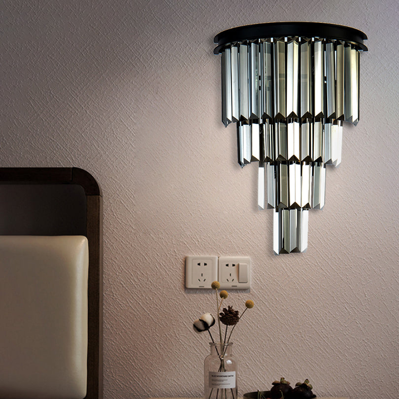 Lampada da parete a parete a strati chiari/ambra Stile modernismo 2 luci a parete in cristallo lampada montata per soggiorno