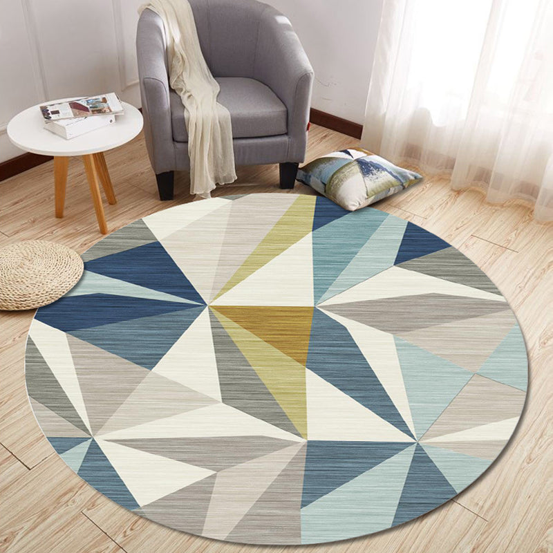 Multi Color Modern Rug Polyster Geometric Print Area Carpet Pet Friendly Non-Slip Rug for Home Decor