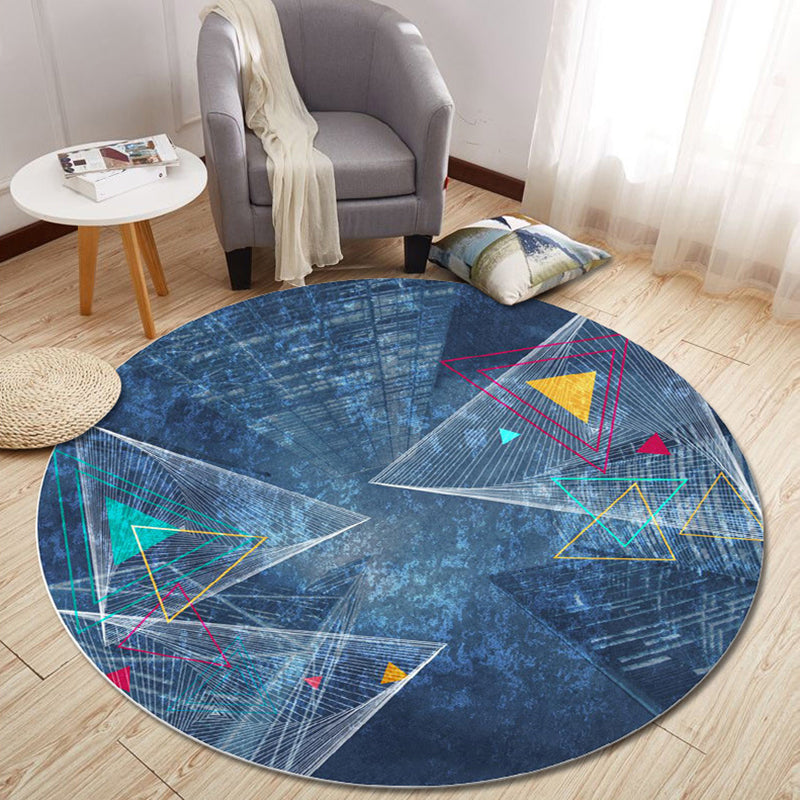 Multi Color Modern Rug Polyster Geometric Print Area Carpet Pet Friendly Non-Slip Rug for Home Decor
