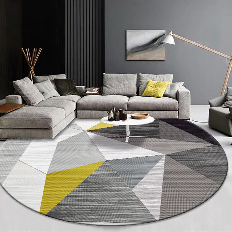 Comfort Bedroom Rug Multi Colored Geometric Print Carpet Polyster Non-Slip Backing Stain-Resistant Rug