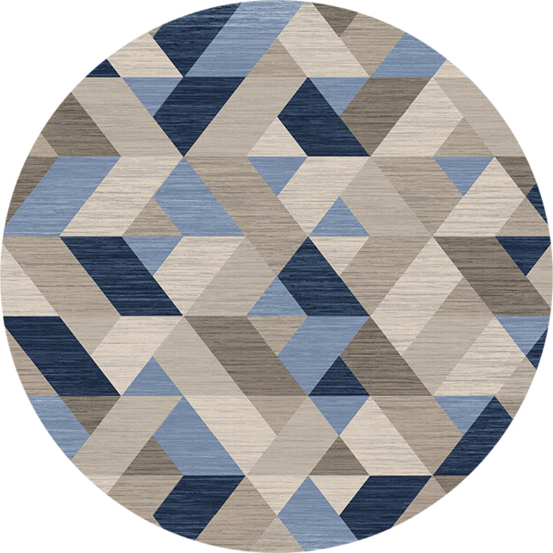Comfort Bedroom Rug Multi Colored Geometric Print Carpet Polyster Non-Slip Backing Stain-Resistant Rug
