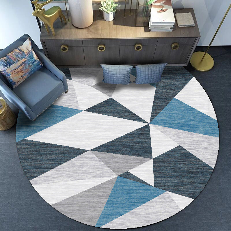 Comfort Bedroom Rug Multi Colored Geometric Print Carpet Polyster Non-Slip Backing Stain-Resistant Rug