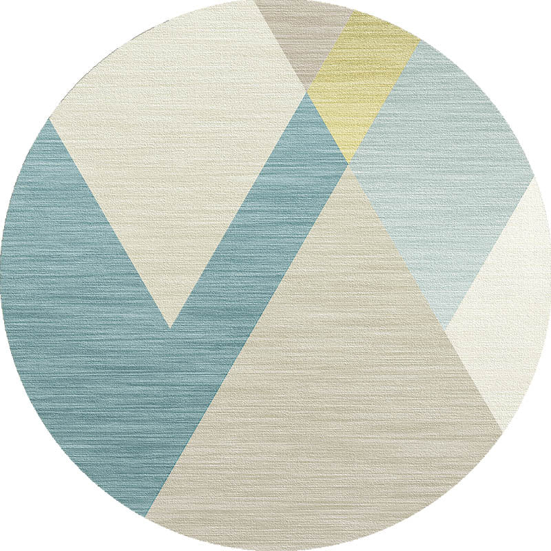 Comfort Bedroom Rug Multi Colored Geometric Print Carpet Polyster Non-Slip Backing Stain-Resistant Rug