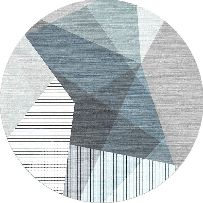 Comfort Bedroom Rug Multi Colored Geometric Print Carpet Polyster Non-Slip Backing Stain-Resistant Rug