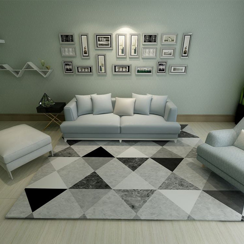 Multi-Color Living Room Rug Simple Geo Printed Carpet Cotton Blend Pet Friendly Machine Washable Rug