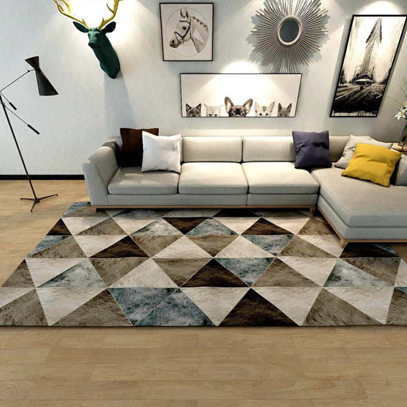 Multi-Color Living Room Rug Simple Geo Printed Carpet Cotton Blend Pet Friendly Machine Washable Rug