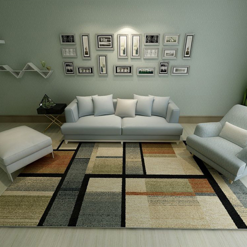 Multi-Color Living Room Rug Simple Geo Printed Carpet Cotton Blend Pet Friendly Machine Washable Rug