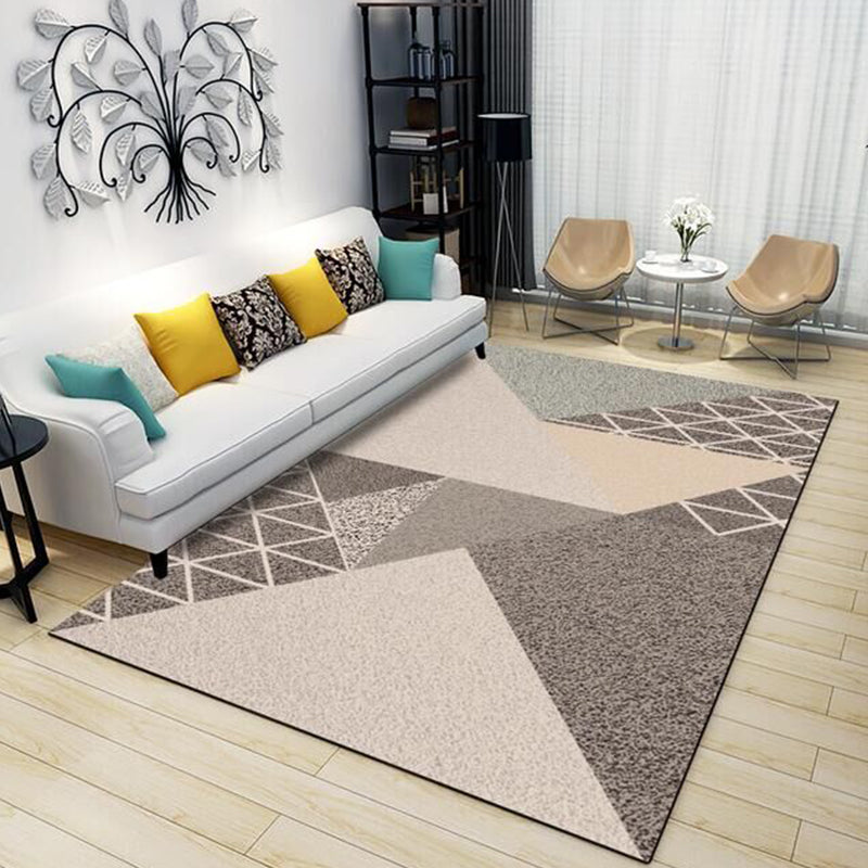 Multi-Color Living Room Rug Simple Geo Printed Carpet Cotton Blend Pet Friendly Machine Washable Rug