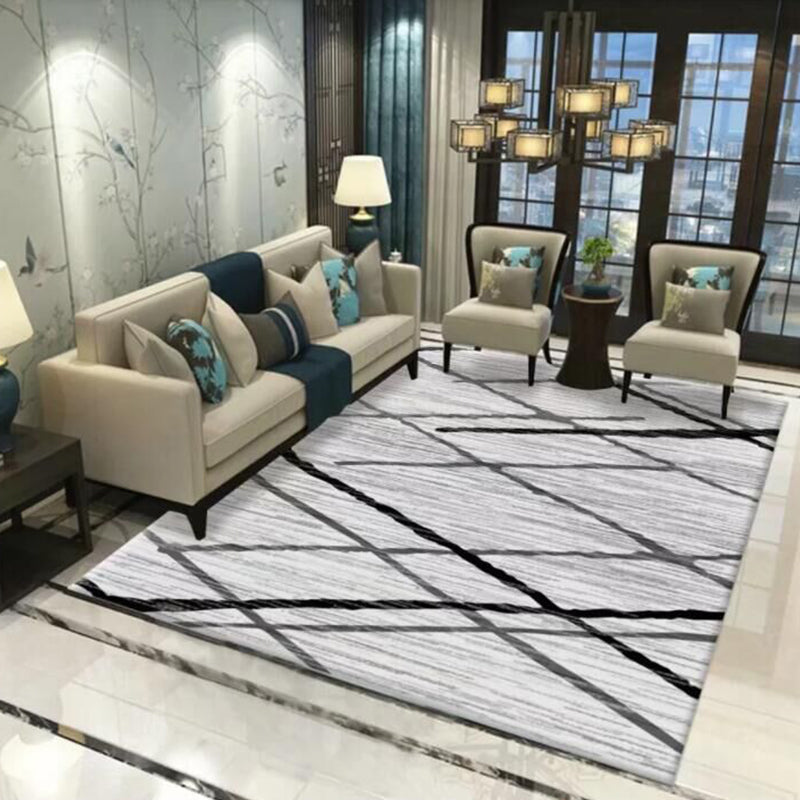 Multi-Color Living Room Rug Simple Geo Printed Carpet Cotton Blend Pet Friendly Machine Washable Rug