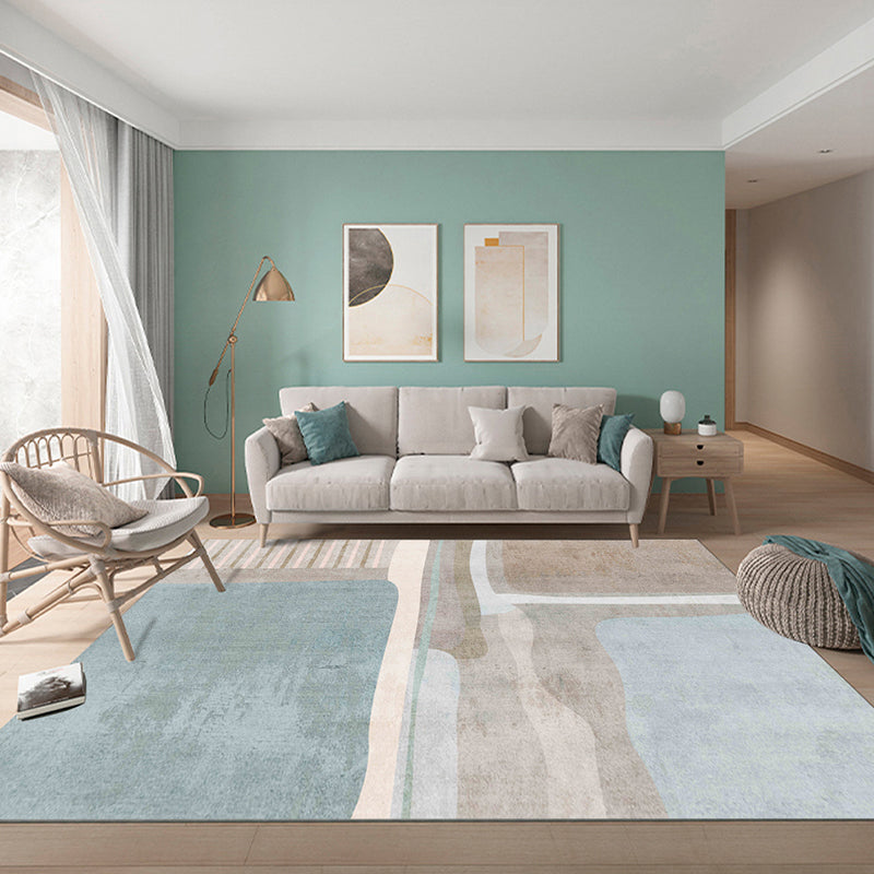 Western Bedroom Rug Multi Colored Geometric Print Carpet Cotton Blend Pet Friendly Easy Care Rug