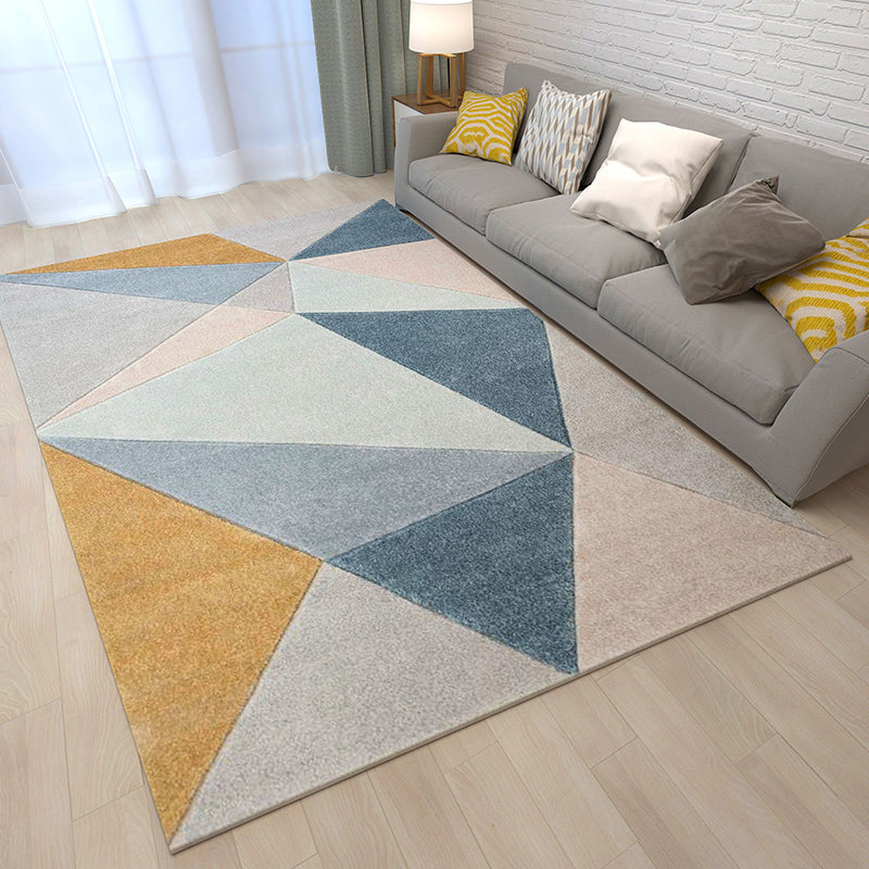 Western Bedroom Rug Multi Colored Geometric Print Carpet Cotton Blend Pet Friendly Easy Care Rug