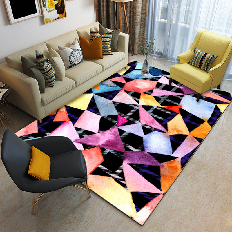 Nordic Abstract Print Rug Multicolor Polyster Area Rug Anti-Slip Backing Stain-Resistant Carpet for Living Room