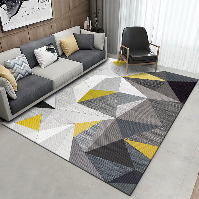 Simple Geo Print Rug Multi-Color Modern Indoor Rug Cotton Blend Non-Slip Backing Pet Friendly Carpet for Parlor