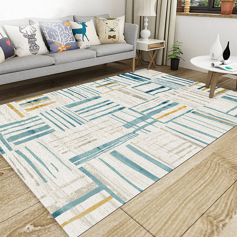 Classic Geo Print Rug Multi Colored Polyster Area Rug Anti-Slip Backing Pet Friendly Washable Carpet for Parlor
