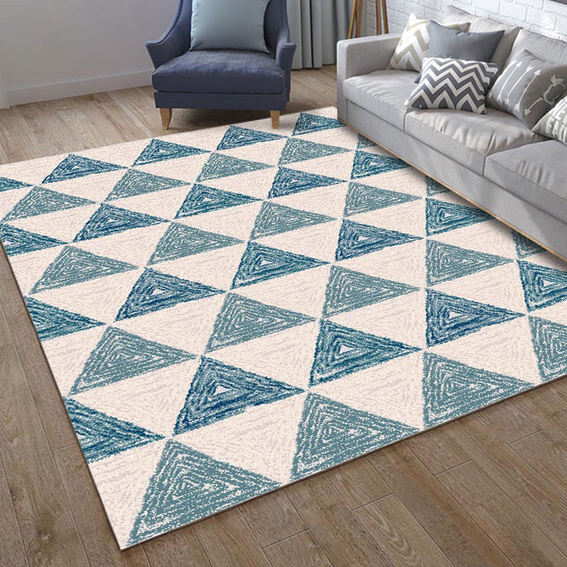 Classic Geo Print Rug Multi Colored Polyster Area Rug Anti-Slip Backing Pet Friendly Washable Carpet for Parlor