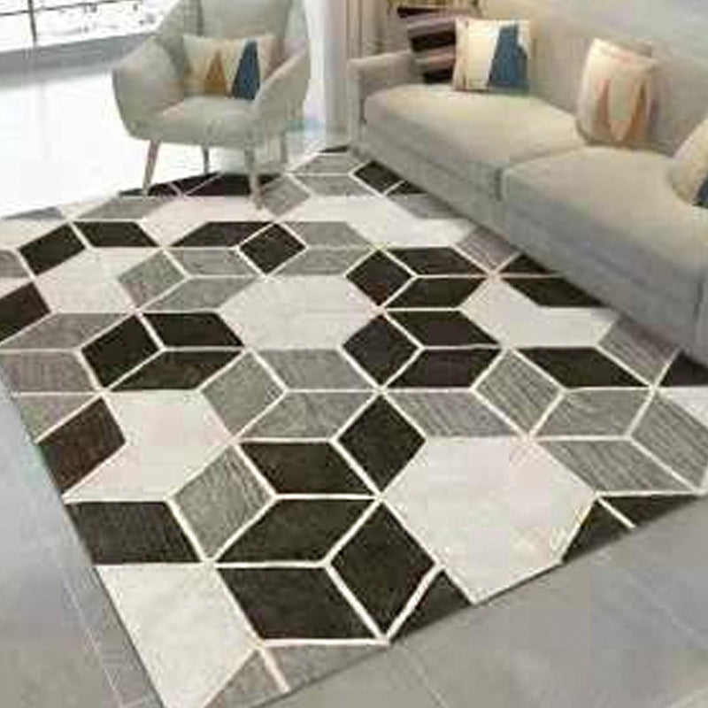 Classic Geo Print Rug Multi Colored Polyster Area Rug Anti-Slip Backing Pet Friendly Washable Carpet for Parlor