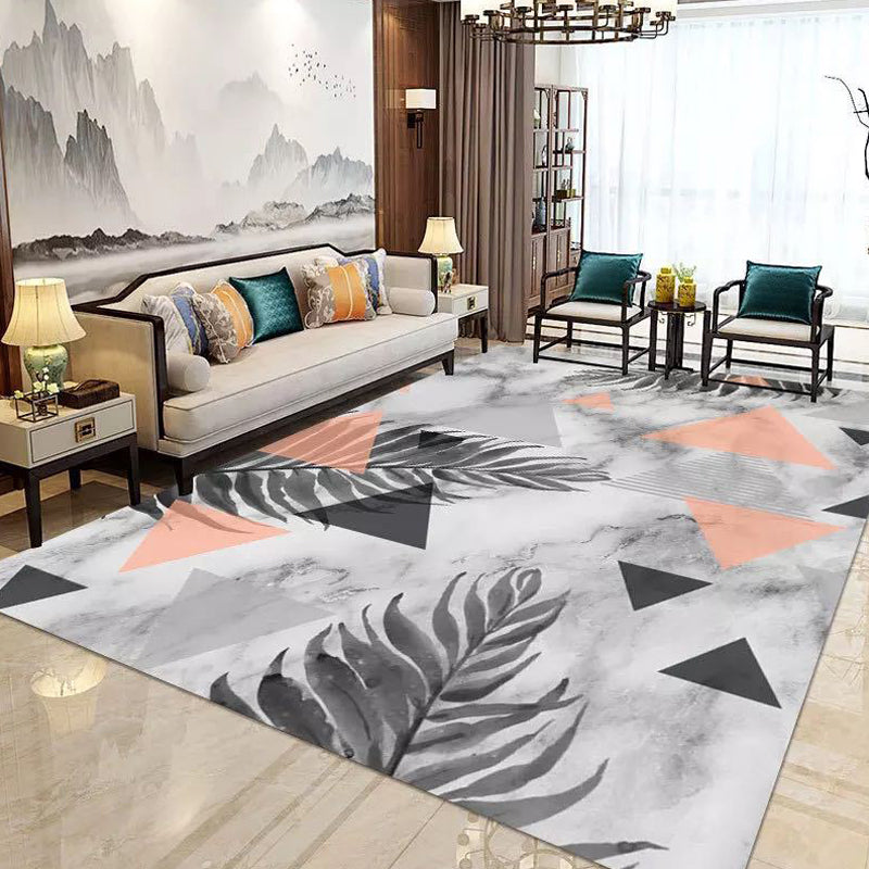 Classic Geo Print Rug Multi Colored Polyster Area Rug Anti-Slip Backing Pet Friendly Washable Carpet for Parlor