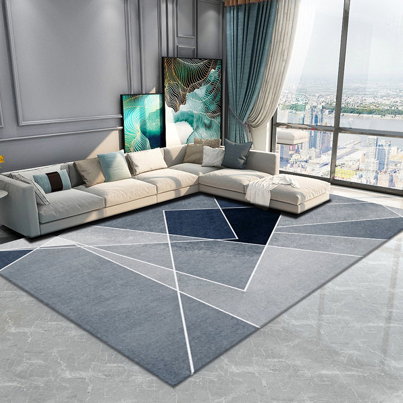 Multi Color Trendy Rug Cotton Blend Geometric Indoor Rug Non-Slip Back Easy Care Area Carpet for Bedroom