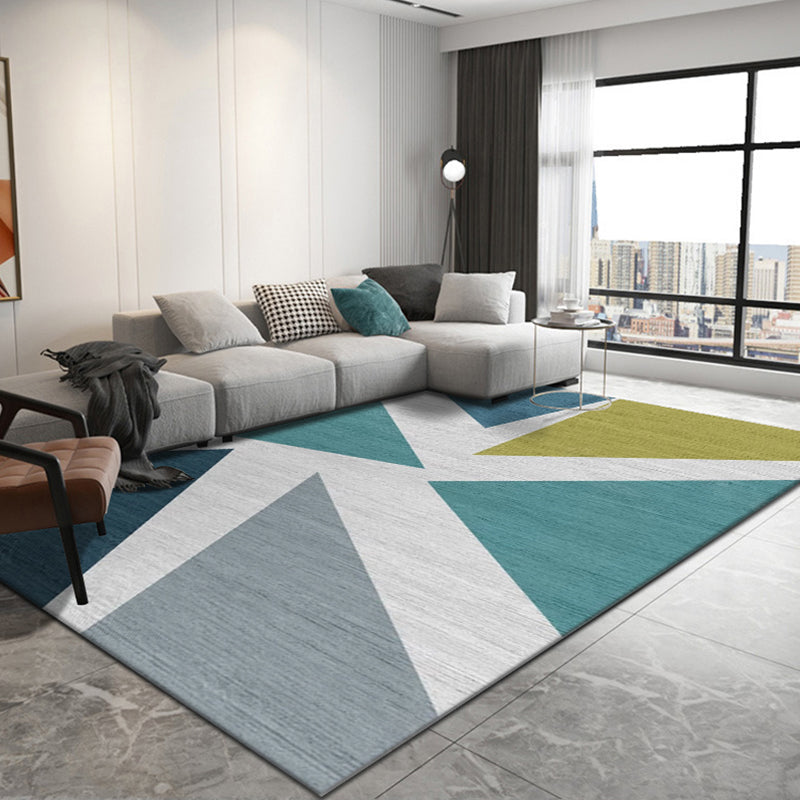 Multi Color Trendy Rug Cotton Blend Geometric Indoor Rug Non-Slip Back Easy Care Area Carpet for Bedroom