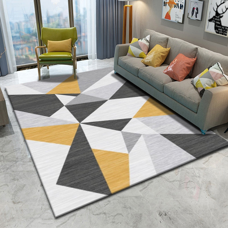 Multi Color Trendy Rug Cotton Blend Geometric Indoor Rug Non-Slip Back Easy Care Area Carpet for Bedroom