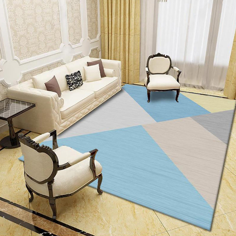 Modern Living Room Rug Multi Colored Geo Print Carpet Polypropylene Anti-Slip Pet Friendly Indoor Rug