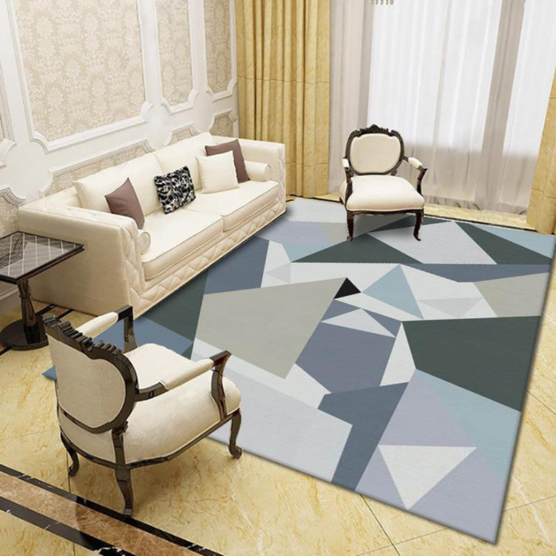 Modern Living Room Rug Multi Colored Geo Print Carpet Polypropylene Anti-Slip Pet Friendly Indoor Rug