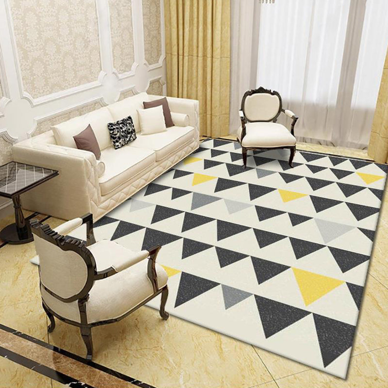 Modern Living Room Rug Multi Colored Geo Print Carpet Polypropylene Anti-Slip Pet Friendly Indoor Rug
