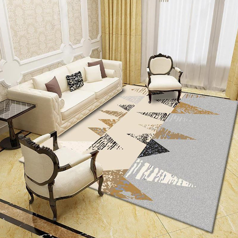 Modern Living Room Rug Multi Colored Geo Print Carpet Polypropylene Anti-Slip Pet Friendly Indoor Rug